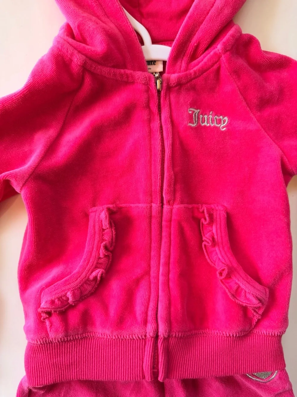 Juicy Couture 18M Bright Pink Velour Hoodie & Pants Set